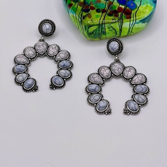 Western Boho Style Silver Concho Naja Earrings #870 - Picture 11 of 12